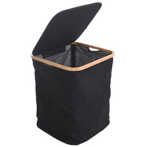 Wäschekorb mit Deckel, schwarzer Tasche für schmutzige Kleidung,83 l - Storagesolutions