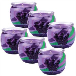 Duftkerzen Motiv 6er Pack im Glas, lange Brenndauer und angenehmer Duft ( Lavendel )