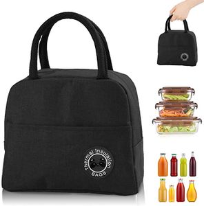 FNCF Lunch Tasche, Picknick Tasche Thermotasche Klein lunchpaket Kühltasche Mini klein Isoliertasche (Schwarz)