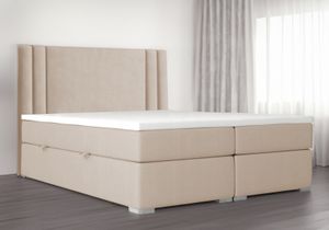 Boxspringbett RALI mit Bonell-Matratze und Topper , Bett mit 2 Bettkästen , Doppelbett , 140x200 cm ( Beige - Itaka 46 , Topper T25 )