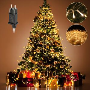 Jiubiaz LED osvetlenie vianočného stromčeka 280 LED diódy stromčeka 8 svetelných režimov teplá biela