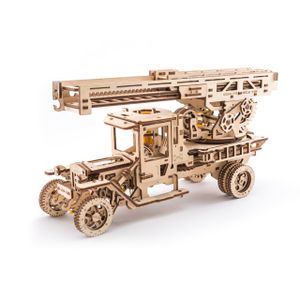 Ugears - Holz Modellbau Fire Ladder Feuerwehrauto mit Drehleiter 537 Teile