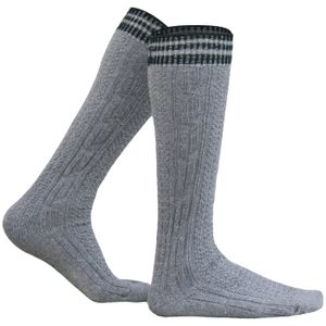Lange Trachtensocken Strümpfe Socken aus Wolle Grau/Grün, Größe:43-46