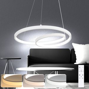 ZMH Pendelleuchte Esstisch Hängelampe LED: 40CM Weiß Hängend Lampe Modern Hängeleuchte Design Esszimmerlampe Dimmbar Esstischlampe mit Fernbedienung