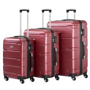 Zelsius Koffer Set 3 Stück, Rot, ABS Hartschalenkoffer mit Zahlenschloss und Innen Trennwand
