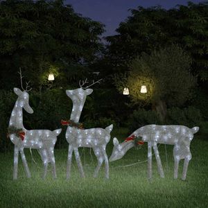 vidaXL Dekoracja świąteczna LED z reniferem 270x7x90 cm srebrny zimny biały