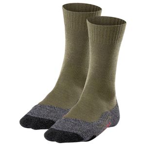 FALKE Herren Socken 2er Pack - Trekking Socken TK2, Polsterung, Merino-Wollmix Olivgrün 46-48