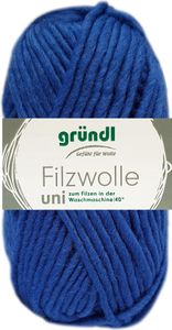 50 Gramm Gründl Wolle Filzwolle Uni 12 Royalblau