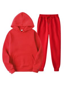 Damen Freizeitanzug Hoodies und Hose Set Trainingsanzug Jogginganzug Einfarbig Hausanzug Rot,Größe:M