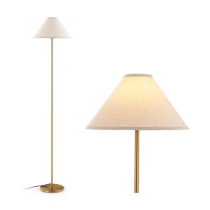 GOPLUS Stehlampe Wohnzimmer, 162 cm hohe Stehleuchte mit Leinen Lampenschirm & Fußschalter, E27-Fassung, Leselampe Standleuchte für Wohnzimmer, Schlafzimmer, Büro