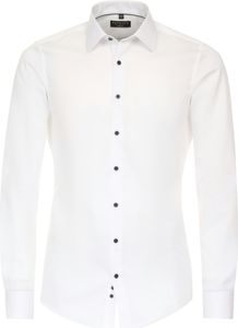 REDMOND Herren Businesshemd Langarm Kent Slim-Fit Twill Weiß L