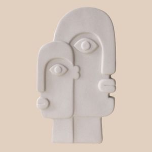 Keramikvase Abstrakt / Gesicht Beige Scandinavian
