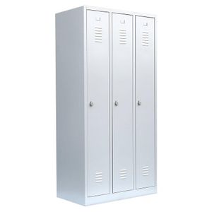 3er Spind Spint Umkleide Stahl Kleiderschränke Gaderobenschrank 3türiger Spind Lichtgrau 510130