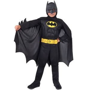 Batman Kostüm schwarz mit Muskeln für Kinder