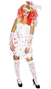 blutiges Zombie Braut Kostüm für Teens und Damen Gr. 146-164 und XS-L, Größe:146/152