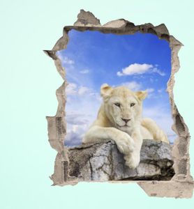 Wandbild White Lion Sticker 3D wild Life Foto Tapete Wandtattoo ca. 125x100 cm #1508