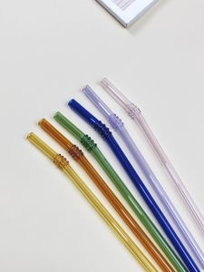 Glasstrohhalme gebogen 6er-Set Trinkhalm mit Bürste bunt 20cm x 8mm