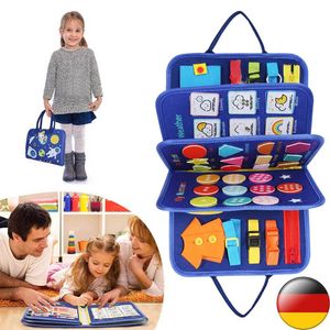 Filz Kinder Montessori Spielzeuge, Busy Board Sensorische Aktivitätstafel Quiet Book Feinmotorik mit Farben/Buchstaben/Zahlen/Wetter/Tiere
