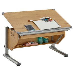 Kinderschreibtisch PHILIPP in Wildeiche - mit Schublade höhenverstellbar, neigbar - Schreibtisch für Schüler