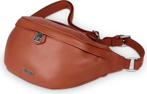Pancia Gürteltasche aus italienischem Leder – für Hüfte oder Hand, 1 Fach, 2 Taschen, Silberne Beschläge, Orange – Stilvoll und Praktisch
