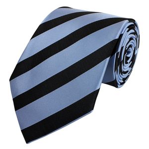 Fabio Farini - Krawatte - verschiedene Herren Krawatten - klassische Streifen Schlips in 8cm Breit (8cm), Hellblau/Schwarz