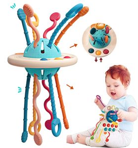 Sensorisches Baby Spielzeug, Babyspielzeug, Montessori Spielzeug, Silikon Zugschnur Zahn Spielzeug für Babys,Weihnachtsgeschenk