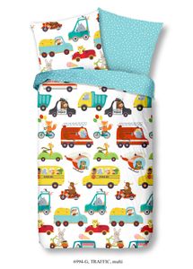 Good Morning Kinder Bettwäsche mit Fahrzeuge - 135x200 cm - 100% Baumwolle