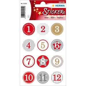 Herma DECOR Nálepka Adventný kalendár nálepky 1-24, červená Ø 2 cm