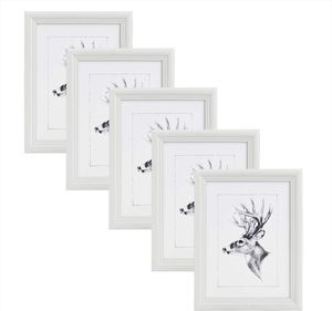 5er-Set Bilderrahmen aus Holz & Echtglasscheibe in Artos Stil Farbe: weiß Größe: 13x18 cm
