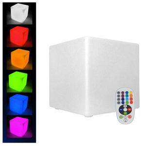 LED Leuchtwürfel Hocker 43.5cm 16 Farben RGB Farbwechsel LED-Würfel Quadratischer Sitzhocker Wiederaufladbar USB-Stecker