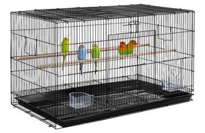 Yaheetech Stapelbarer breiter Vogelkäfig, Flugkäfig mit Sitzstangen für Papageien, Sittiche und andere Vögel, 76 x 45,5 x 45,5 cm