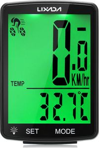Bezdrôtový počítač na bicykel - multifunkčný LCD tachometer, počítadlo kilometrov, teplota a stopky, vodotesnosť IPX6
