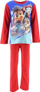 Paw Patrol Chase Marshall Rubbles Kinder Schlafanzug Jungen Pyjama Langarmshirt Langarm T-Shirt + Schlafhose, Farbe:Rot, Größe Kids:98