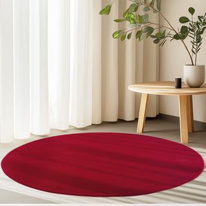 Homebyhome Kurzflor Teppich Einfarbig Waschbar, Weich & Rutschfest für Wohnzimmer & Schlafzimmer, Grösse 80 cm Rund