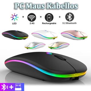 Wiederaufladbarer Drahtlose Bluetooth 5,0 Wireless Maus Funkmaus 2,4 GHz RGB mit Hintergrundbeleuchtung Farbwechsel  PC Computer Laptop