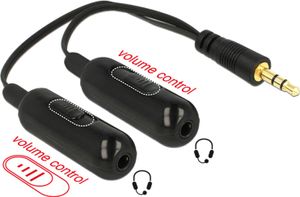 DELOCK Klinkekabel 3,5mm -> 2x 3,5mm St/Bu 0.20m sw +Lautstä