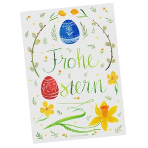 Mr. & Mrs. Panda Postkarte Frohe Ostern - Weiß - Geschenk, Osternest, Grußkarte, Geschenkkarte, Osterhase, Ansichtskarte, Geburtstagskarte, Ostergrüße, Ostergeschenke