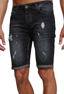 Reslad Jeans Shorts Herren Kurze Hosen Sommer l Used Look Destroyed Männer Denim Jeansshorts l Bermuda Capri Hose Regular Fit RS-2086 Schwarz W36