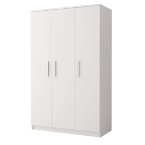 Kleiderschrank Drehtürenschrank mit Schubladen, Falttürenschrank 3-türig Schrank mit Einlegeböden und Kleiderstange Garderobe - Kinderzimmer, Schlafzimmer - Kleiderschrank MARSALA 3D Weiß