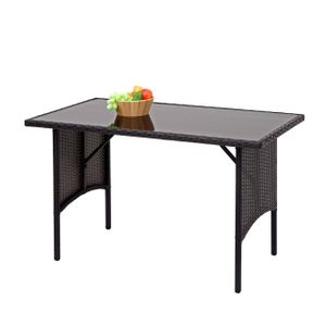 Poly ratanový jedálenský stôl HWC-G16, jedálenský stôl Záhradný stôl, Gastronómia 112x60cm ~ čierna