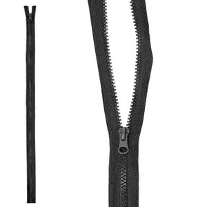 mumbi Reißverschluss teilbar 5mm 70cm Schwarz Kunststoff Reißverschlüsse mit Zipper grobe Zähne