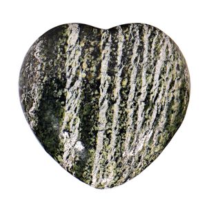 Morella Edelstein grüner Zebra Jaspis Herz Glücksbringer Steinherz zum Mitnehmen 3 cm in Samtbeutel