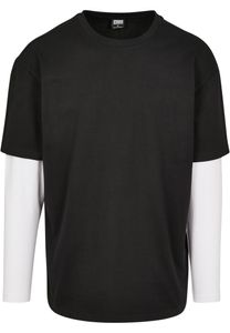 Pánské tričko Urban Classics Oversized Shaped Double Layer LS Tee black/white - M