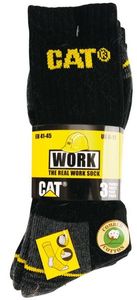 CAT Caterpillar 41-45 Arbeitssocken / Socken 3 Paar Schwarz