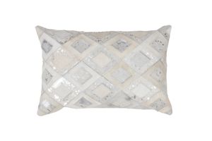 Kayoom - Leder Kissen Spark Pillow 110 Grau / Silber Grösse: 40cm x 60cm
