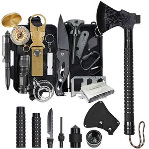 15 in 1 Camping Kit, Multifunktionale Wolfskopf Camping-Axt, Outdoor Multi-Tool
