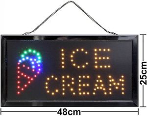 Ice Cream LED-Schild I LED-Schriftzug "ICE CREAM" I Eisdielen Schilder für Eiswagen I Eis Leuchtschild Eisverkauf