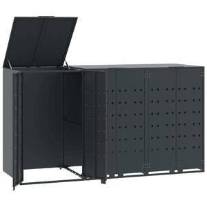 vidaXL Mülltonnenbox für 3 Tonnen Anthrazit 207x79x117 cm Stahl