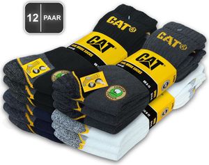12 Paar CAT® CATERPILLAR REAL WORK SOCKS Damen Herren Arbeitssocken Business Socken Strümpfe Farbe Farbmix2 Größe 41-45