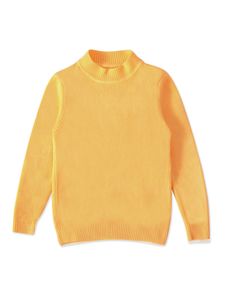 Mädchen Langarm Stricken Nach Hause Warmer Jumper Oberteil Loser Crew Neck Pullover Sweatshirts, Farbe: Gelb, Größe: 18 Monate
